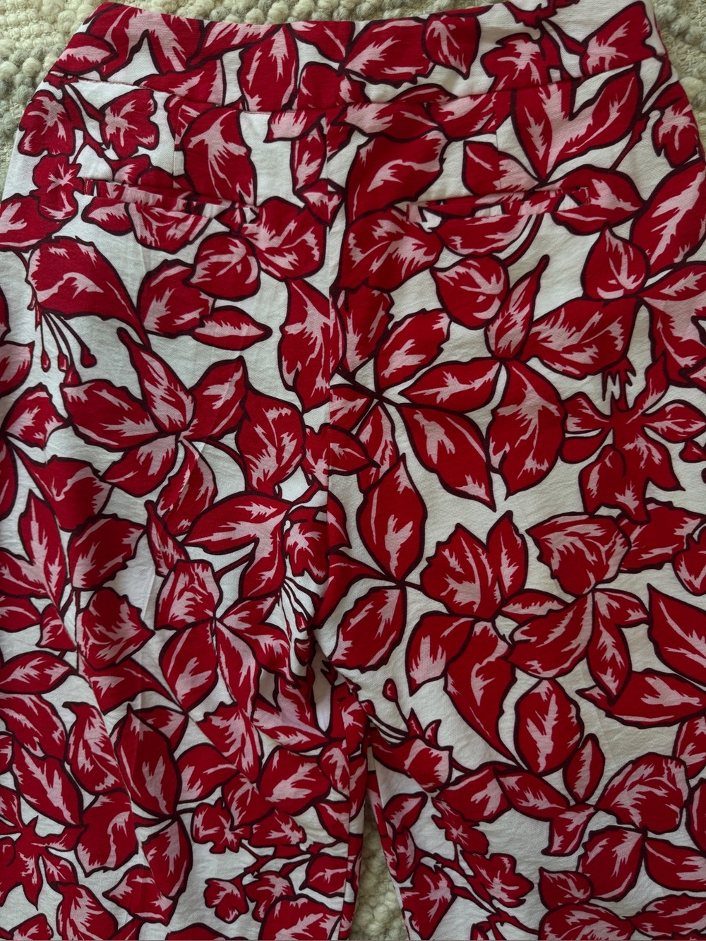 Red Pink Floral Wide-Leg Pants - Lightweight Summer Style - Picture 11 of 16